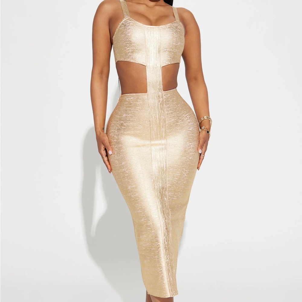 BRAND NEW gold cut out dress